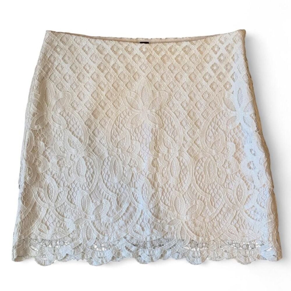 Free People Ivory Lace Mini Skirt Size 6